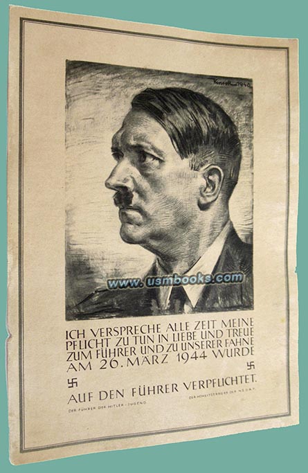 HJ Verpflichtung auf den Führer mit Bildnis Adolf Hitlers