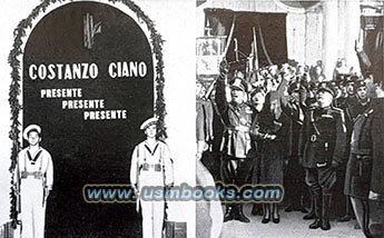 1939 funeral Italian Admiral Constanzo Ciano in Livorno