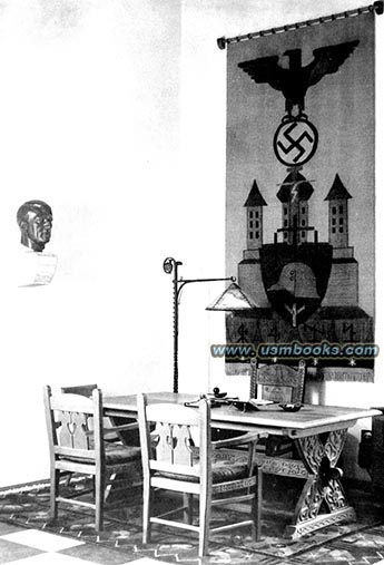 Hitler bust, swastika wall hanging