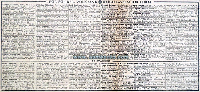 announcements of soldiers who died for the Führer and Fatherland
